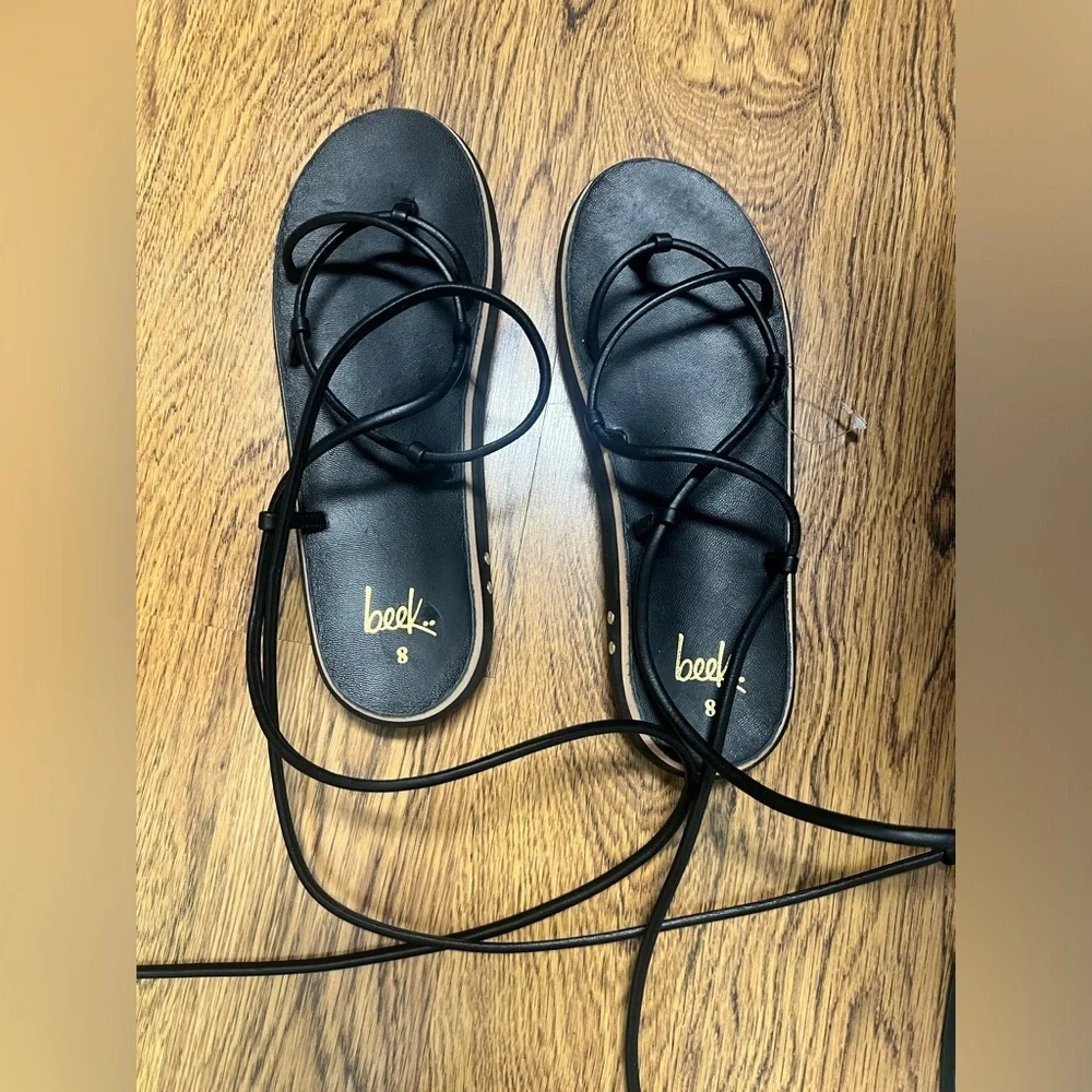 Beek peep Black Strappy Sandals new never worn size 8 chic revolve ssense comfy - Picture 2 of 4